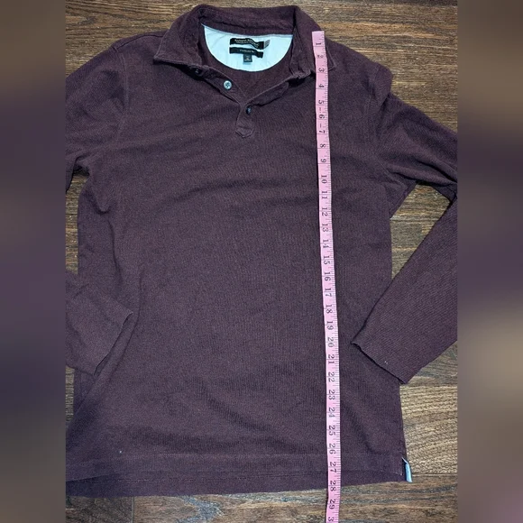 Banana Republic Performance Pique Polo Long Sleeves Deep Red - Picture 7 of 7